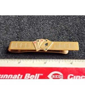 Vintage Brass Las Vegas Casino Playing Cards Gambling Money Clip Clasp Keeper